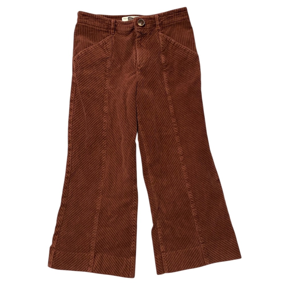 Pilcro Anthropologie Brown Diagonal Corduroy Wide Leg‎ Pants Size 28 OB1043414